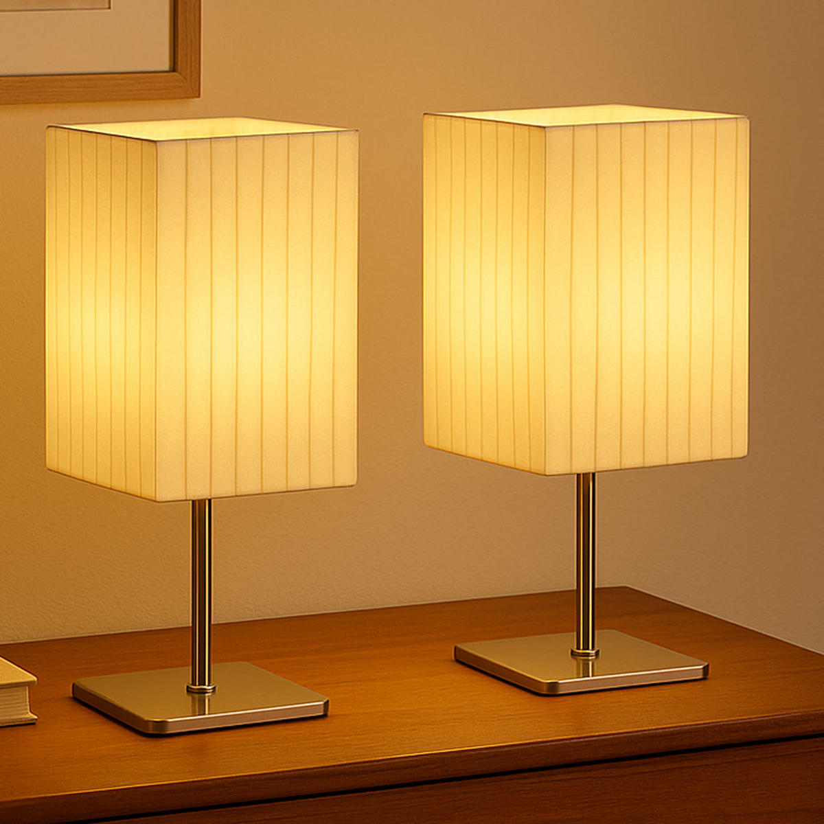 TISCHLEUCHTE Bailey Silber Metall Textil 2er Set - Silberfarben, Metall (10/10/26cm) - Globo Lighting