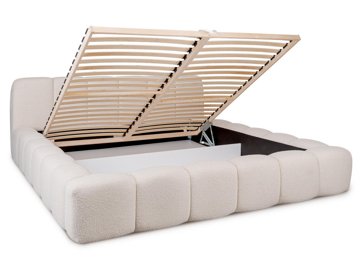 POLSTERBETT Ariana Hellbeige 180/200 cm Boucle mit Bettkasten - Beige, Holz/Textil (180/200cm) - wonello