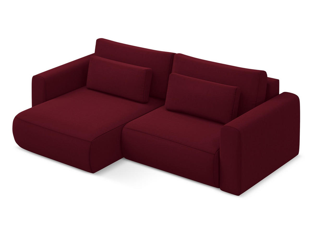 ECKSOFA mit Schlaffunktion Samt Stoff Rot - Bordeaux/Rot, Kunststoff/Textil (149/240cm) - Makamii