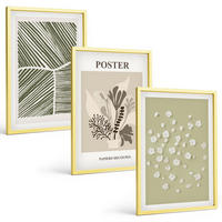BILDER SET 3er Set - 40x60 cm Goldrahmen - Gedämpfte Pflanzenmotive - Goldfarben, Kunststoff (40/60cm) - TULUP