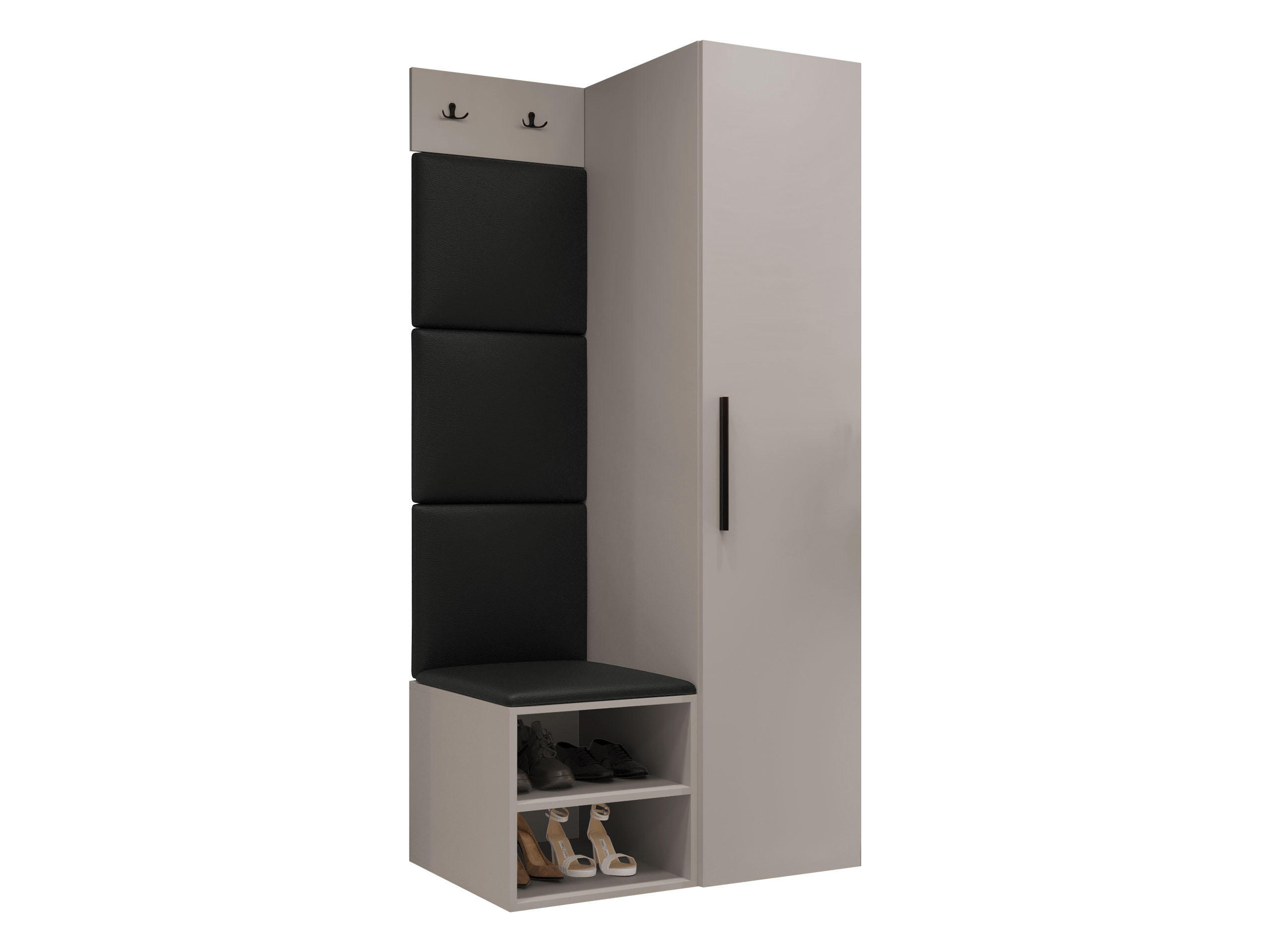 GARDEROBEN-SET Medi III - Kaschmir/Schwarz, Holzwerkstoff/Kunststoff (40/191/50cm) - MIRJAN24