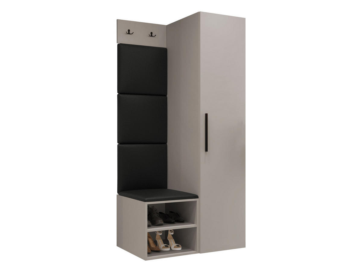 GARDEROBEN-SET Medi III - Kaschmir/Schwarz, Holzwerkstoff/Kunststoff (40/191/50cm) - MIRJAN24