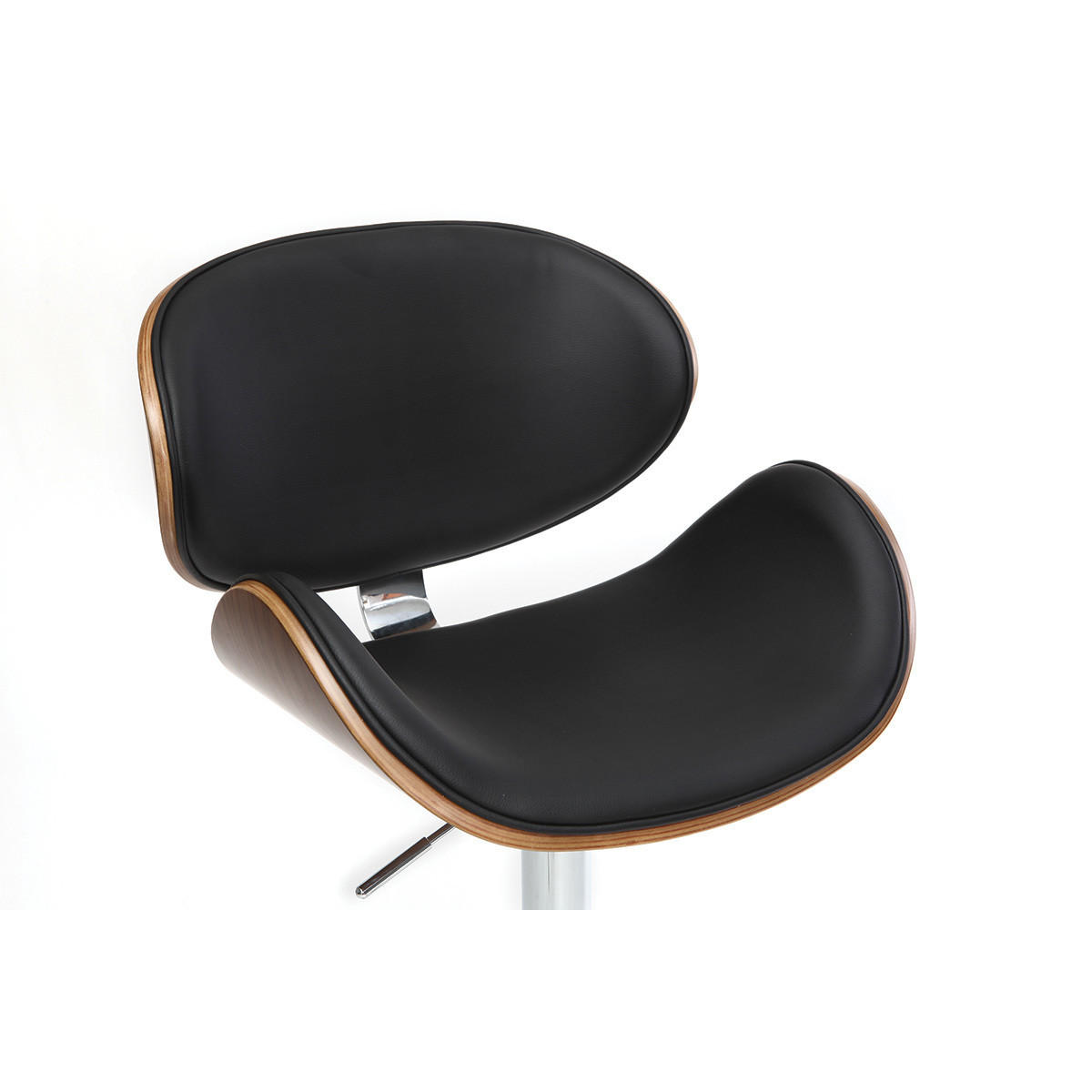 BARHOCKER Schwarz Holz WALNUT - Dunkelbraun/Schwarz, Textil (53/114/53cm) - Miliboo