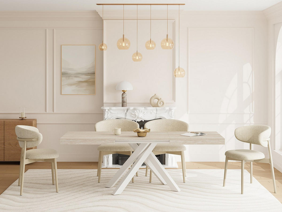 ESSTISCH - 6 Personen, 8 Personen, 10 Personen - holz - beige Catonav - Beige, Holz/Metall (90/160/75cm) - Vente-Unique