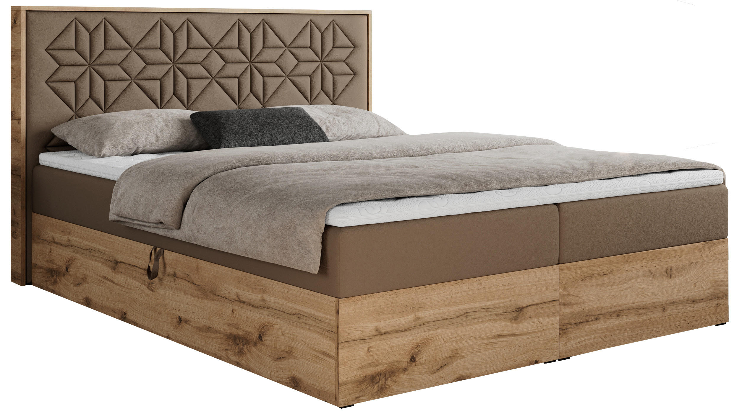BOXBETT NESSI - 120/200 Braun Kunstleder - H3 - Braun, Holz/Textil (120/200cm) - MKS