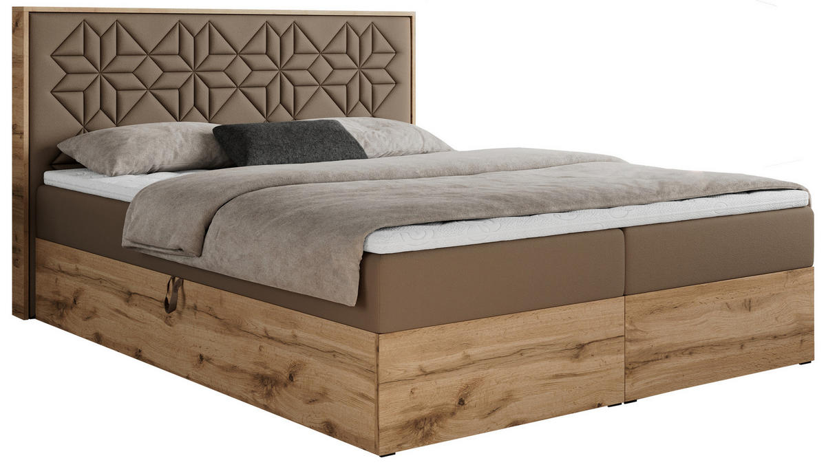BOXBETT NESSI - 120/200 Braun Kunstleder - H3 - Braun, Holz/Textil (120/200cm) - MKS