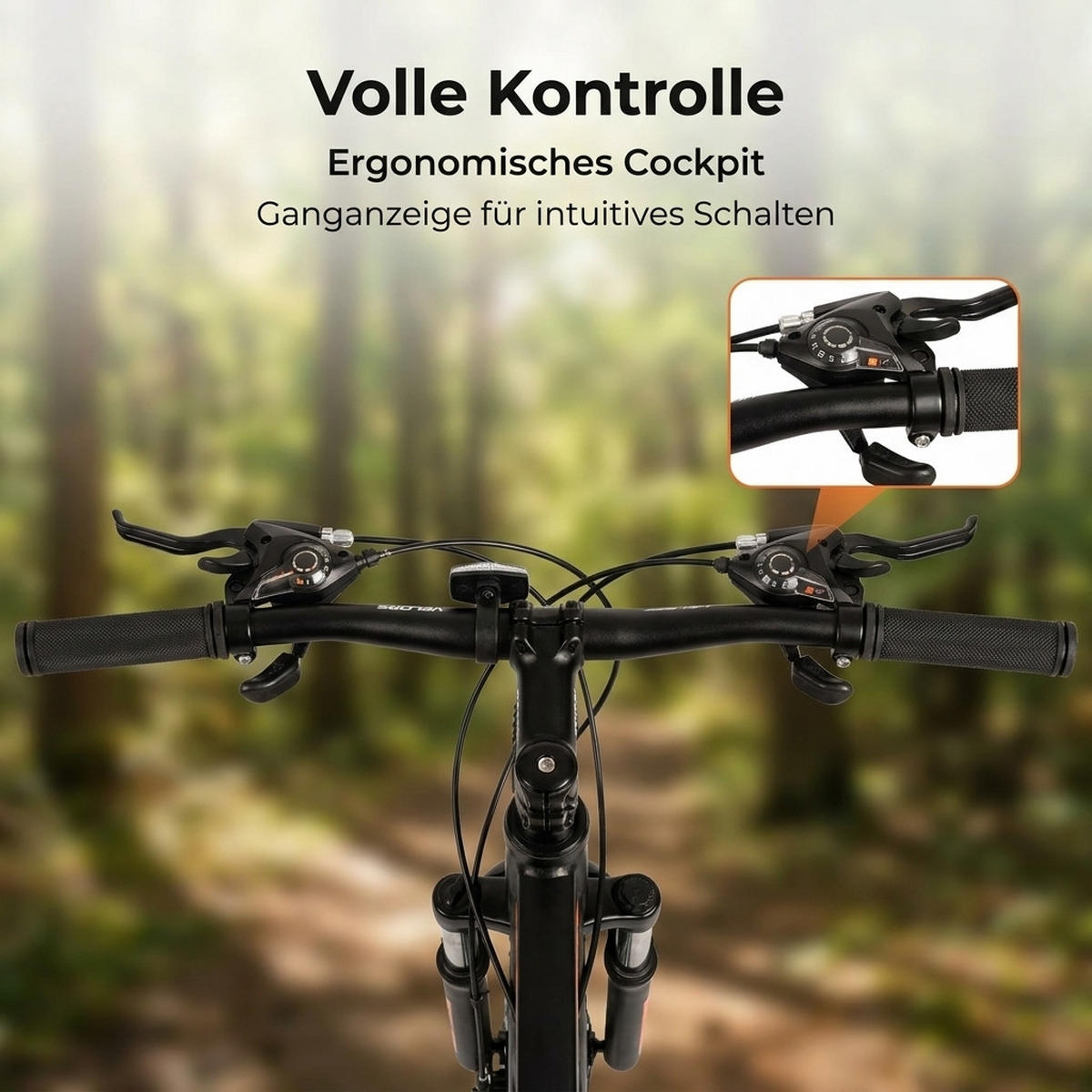 MOUNTAINBIKE 26 Zoll Schwarz + Orange, 21-Gang-Schaltung, Doppel-Scheibenbremsen, Carbonstahl - Orange, Metall (20cm) - Oxeza