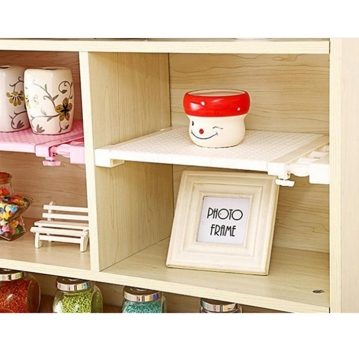 SCHRANK-SPANNREGAL aus ABS-Kunststoff, Kohlenstoffstahl in Weiß Verstellbares 38-55cm - Weiß, Kunststoff (24/38/1.5cm) - Livingandhome