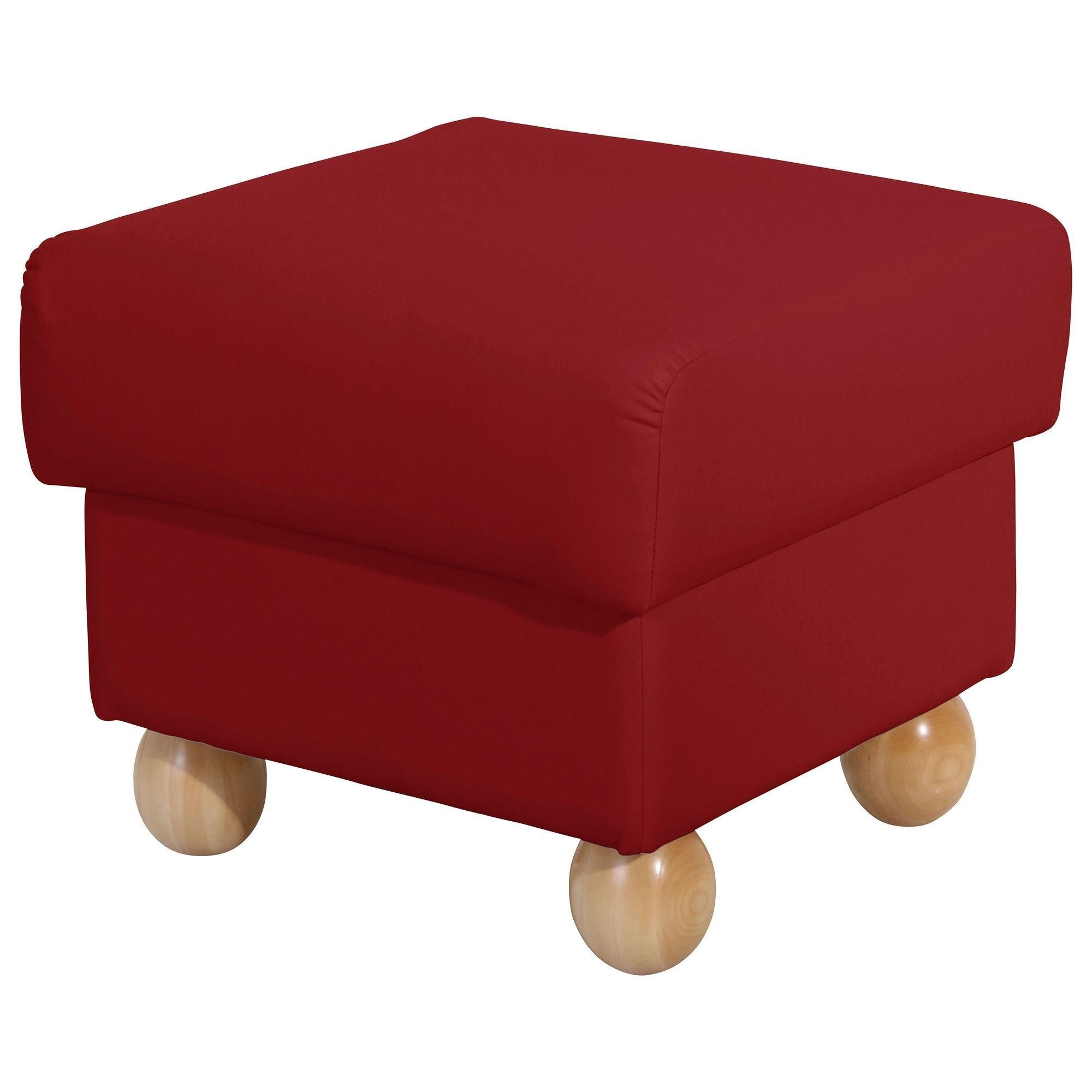 HOCKER Kasha Bezug Kunstleder Buche natur / chilli - Rot/Buchefarben, Kunststoff (54/48/54cm) - 58aufmkessel