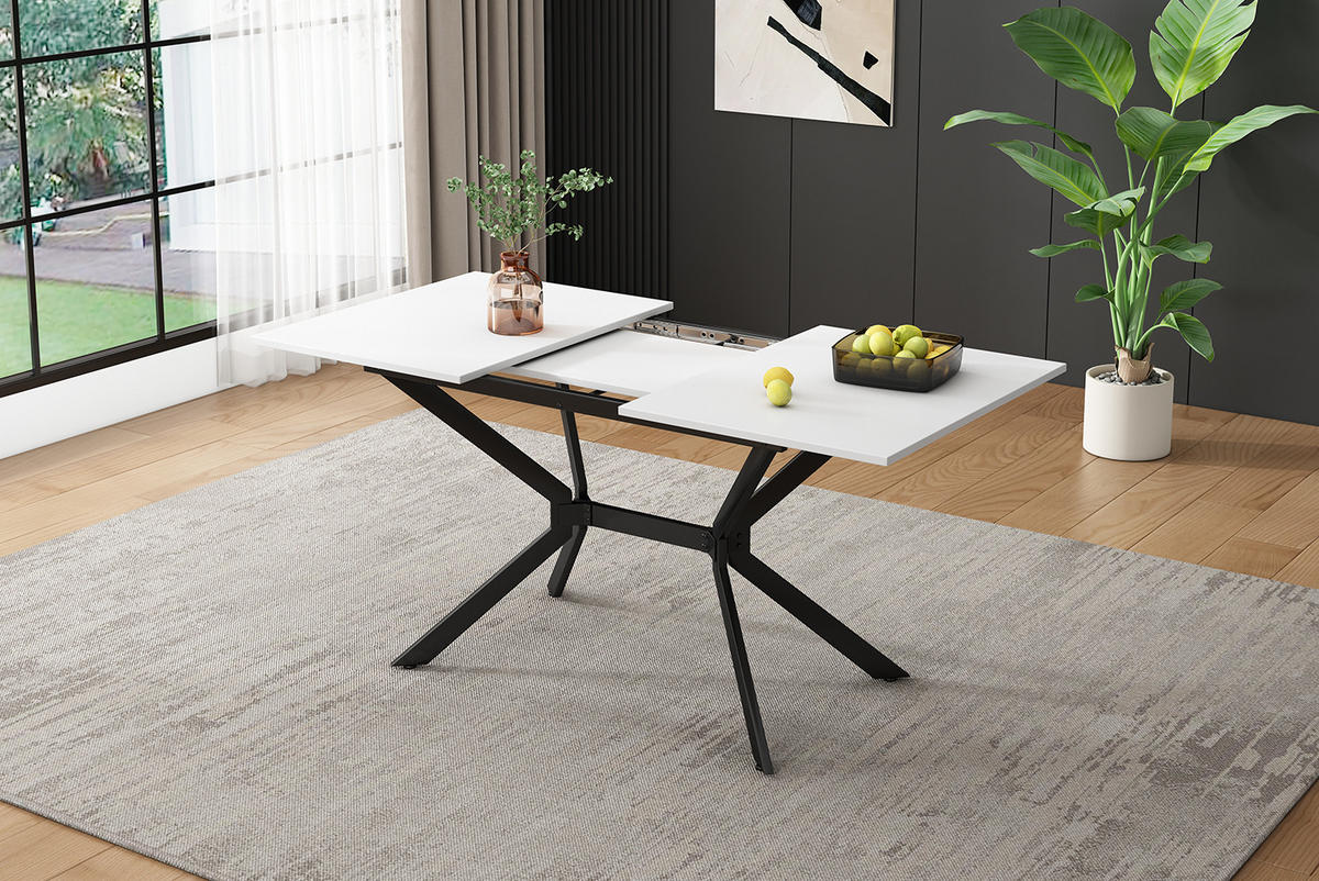 ESSTISCH 120/160 cm Weiß aus MDF mit Ausziehfunktion - Weiß, Holzwerkstoff (160/75/80cm) - OKMYHOME