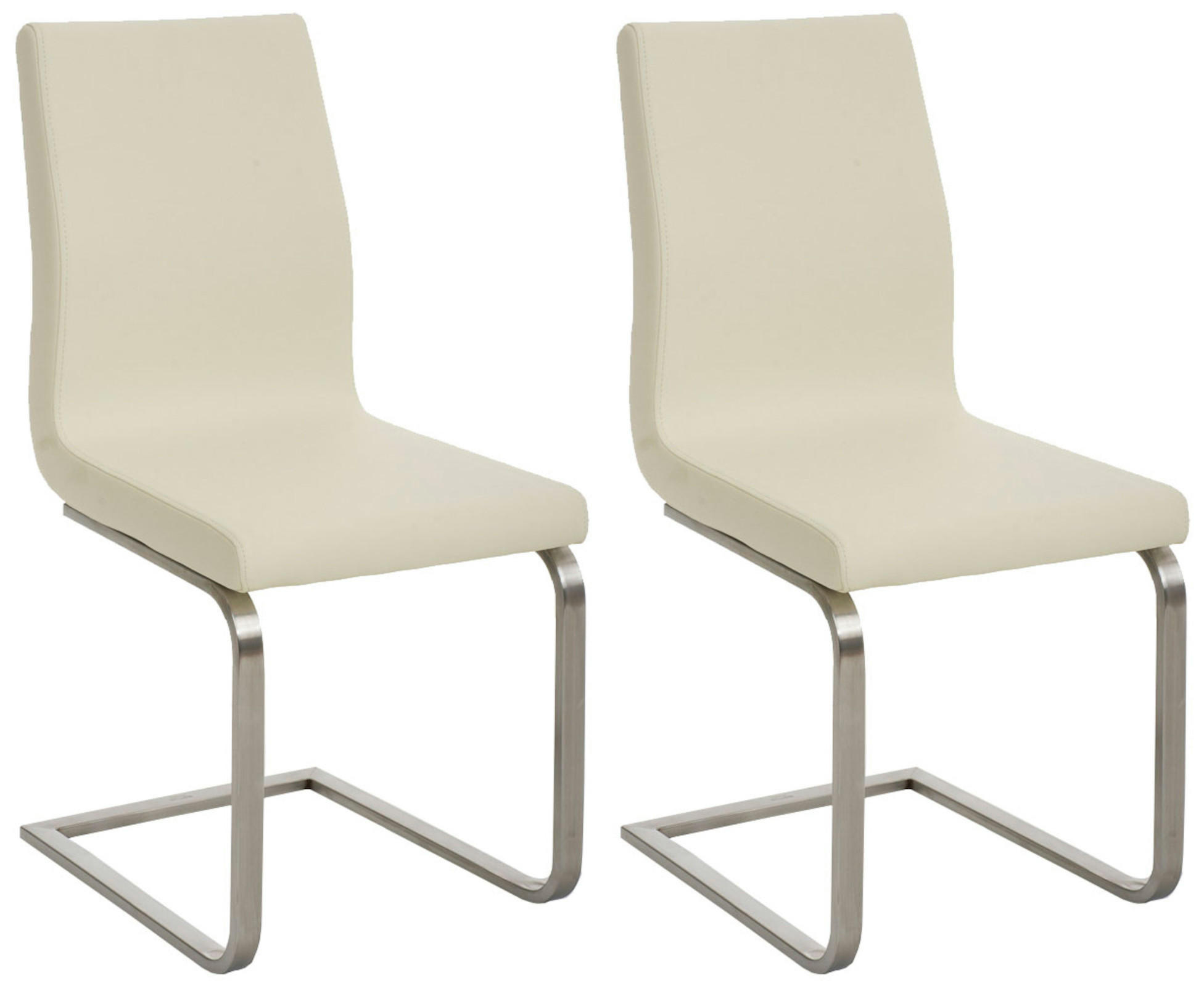 SCHWINGSTUHL 2er Set Lederlook Creme - Edelstahlfarben/Creme, Textil/Metall (40/90/50cm) - CLP