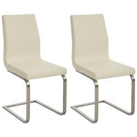 SCHWINGSTUHL 2er Set Lederlook Creme - Edelstahlfarben/Creme, Textil/Metall (40/90/50cm) - CLP
