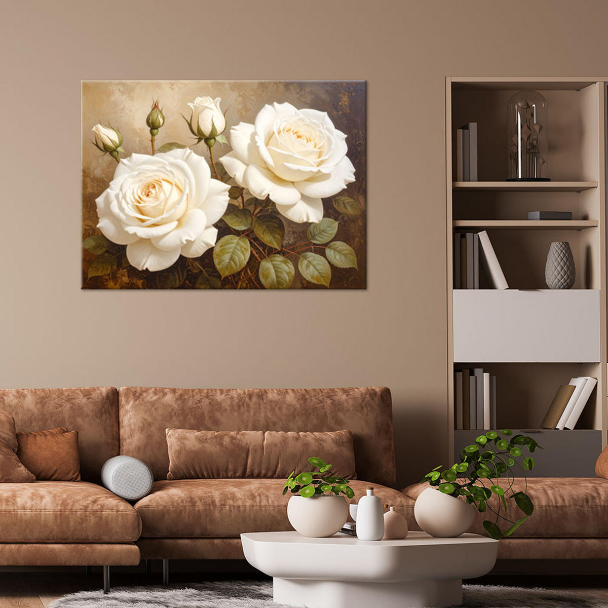 LEINWANDBILD Blumen 60x40cm - Braun, Textil (60/40cm) - Feeby