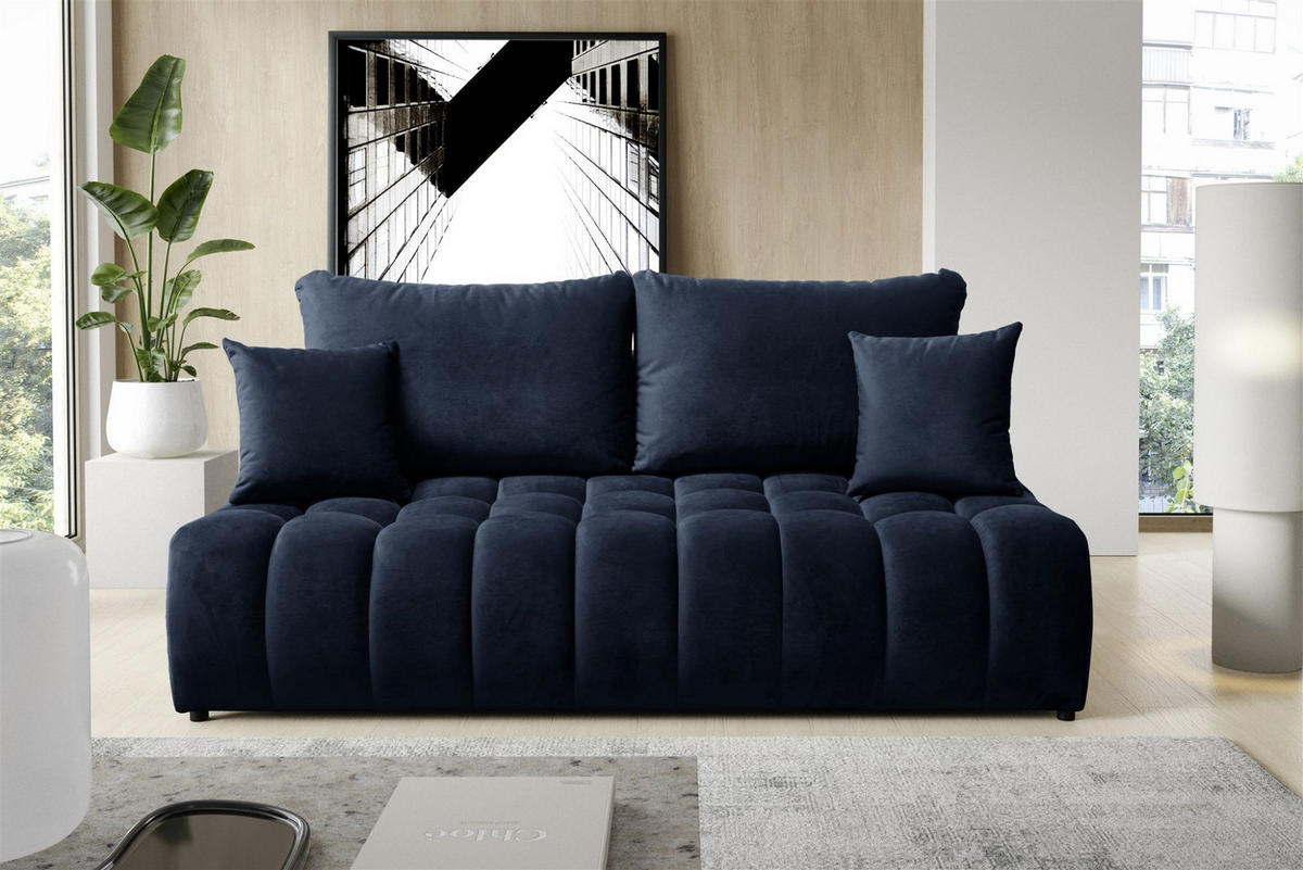 SCHLAFSOFA Nina - Dunkelblau, Holzwerkstoff/Textil (200/96/107cm) - Fun Möbel