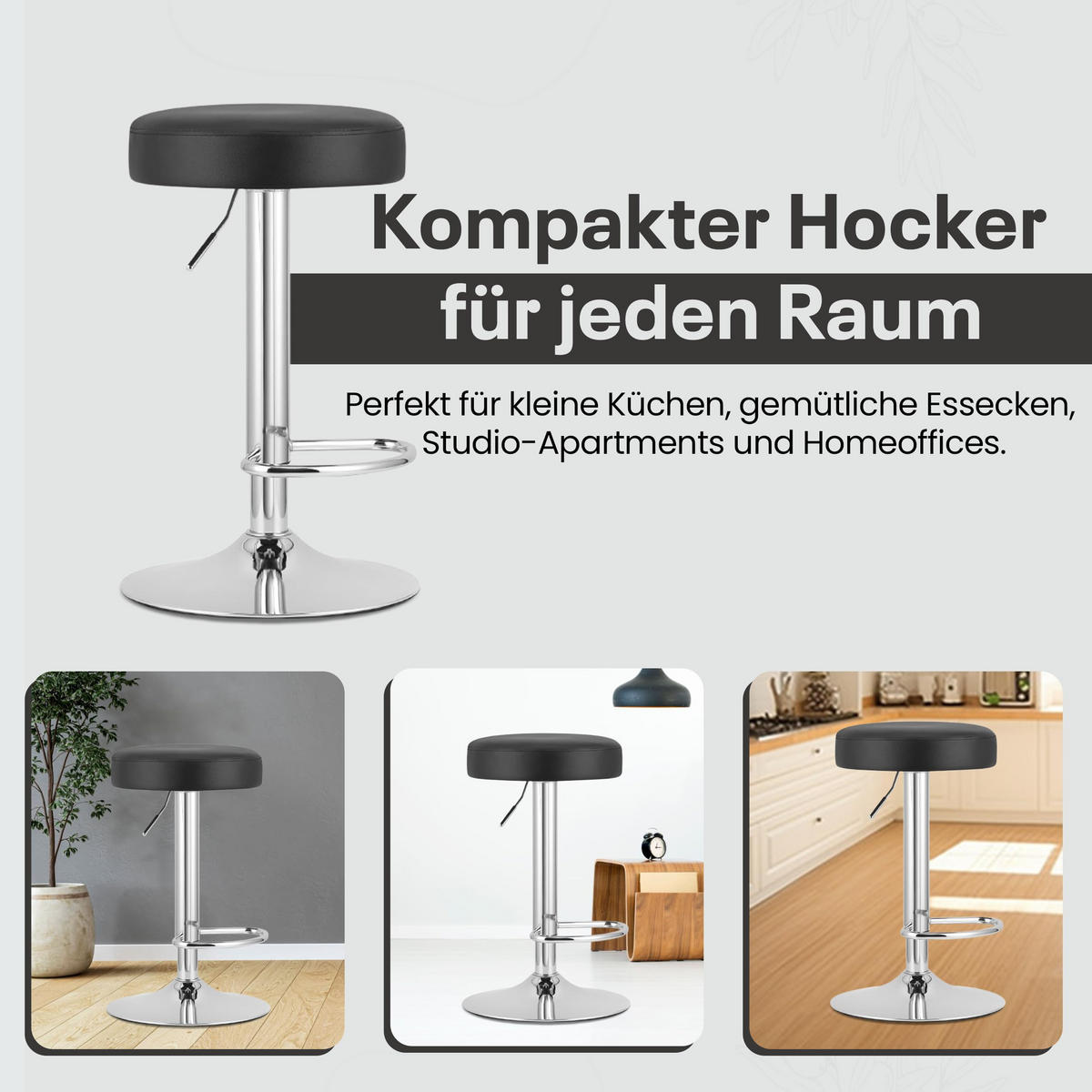 BARHOCKER - Schwarz, Drehbar Und Höhenverstellbar, Rutschfeste Basis, Modernes Design Für Küche Und Wohnzimmer - Schwarz, Textil (38/84/38cm) - Best For Home