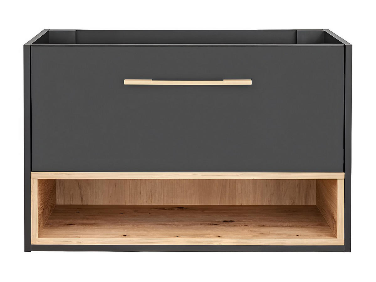 WASCHBECKENUNTERSCHRANK - 80cm x 46cm - MDF - anthrazitgrau - YANGRA - Anthrazit, Holz (80/57/46cm) - Vente-Unique