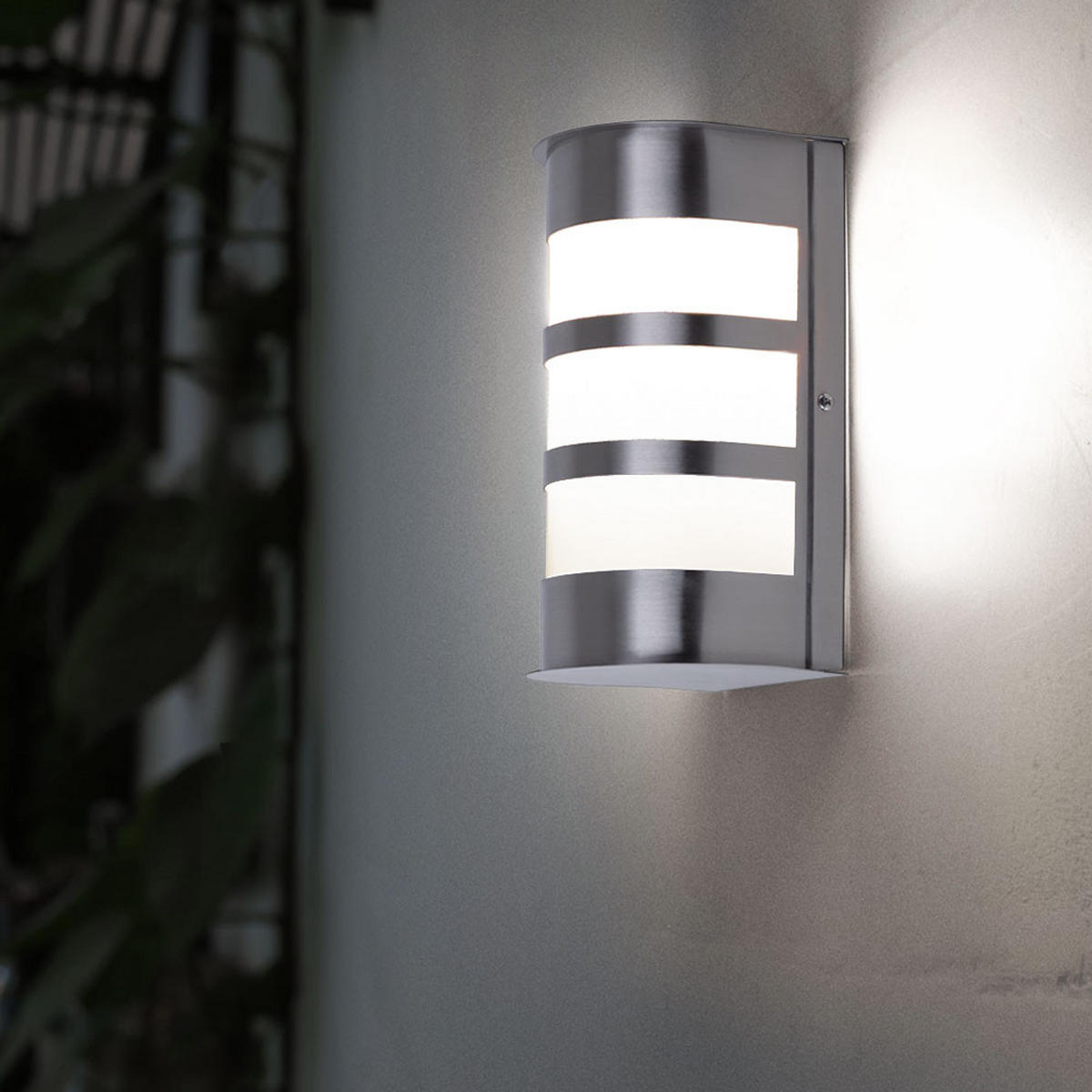 LED AUSSEN-WANDLEUCHTE Edelstahl Silber - Silberfarben, Kunststoff/Metall (13/23/12cm)