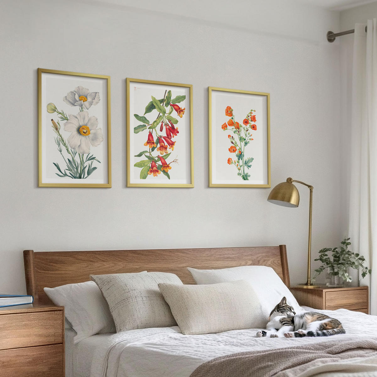 BILDER SET 3er Set - 40x60 cm Goldrahmen - Retro-Blumenarrangements - Goldfarben, Kunststoff (40/60cm) - TULUP