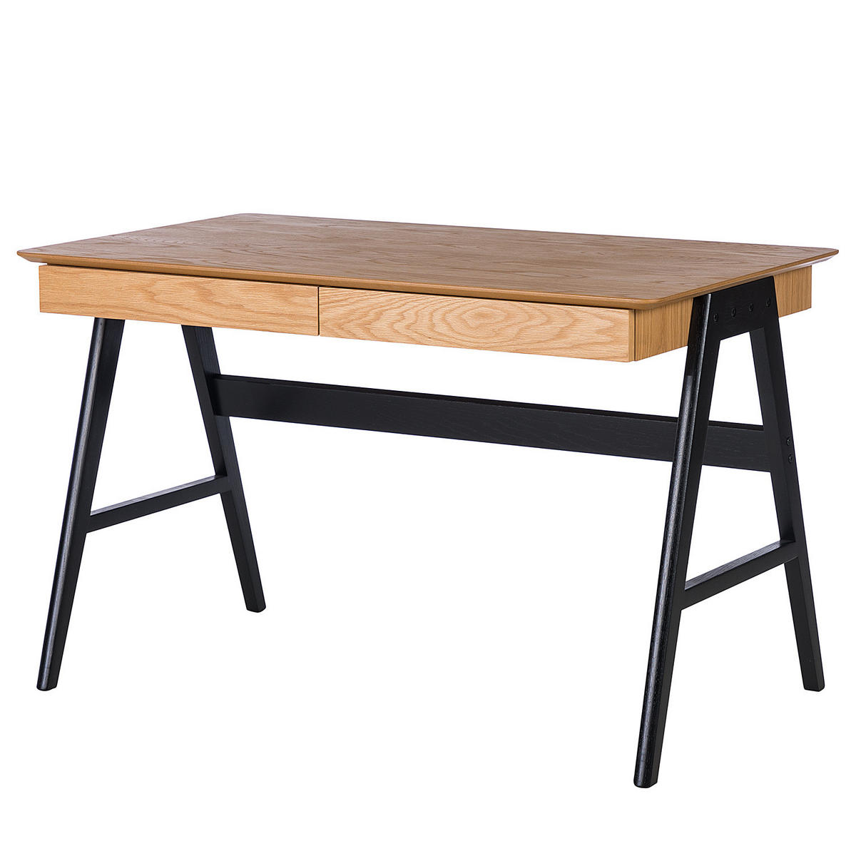 SCHREIBTISCH - Eiche teilmassiv - Eichefarben/Schwarz, Holz/Holzwerkstoff (70/120/75cm) - home24