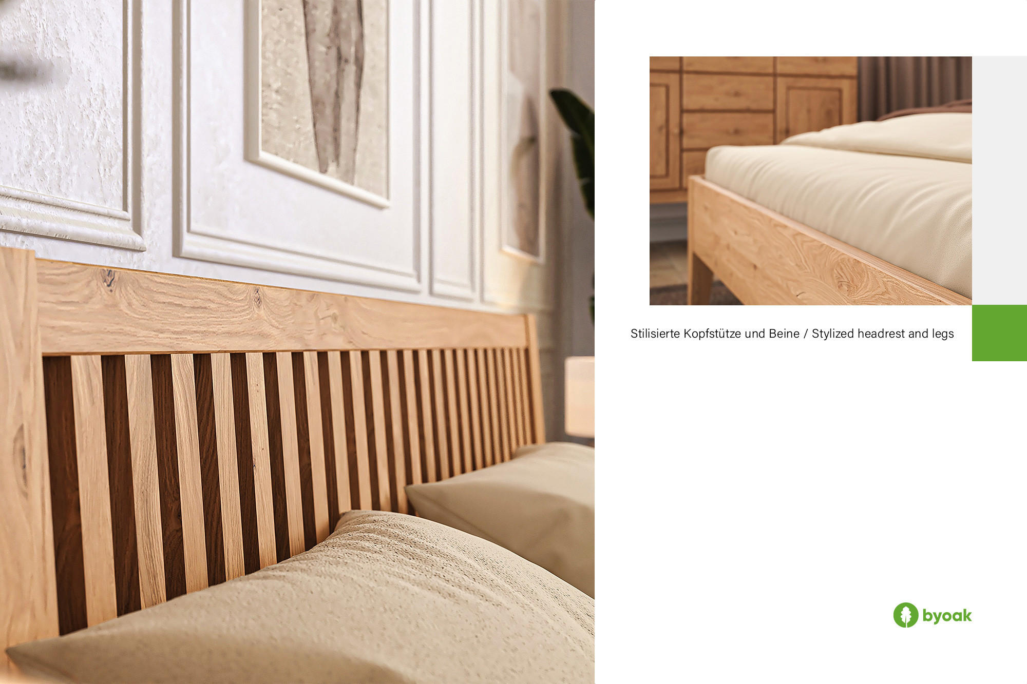 Thumbnail - byoak Massivholzbett, Kernbuche, Holz, Echtholz,Kernbuche, 80x210 cm, Schlafzimmer, Betten