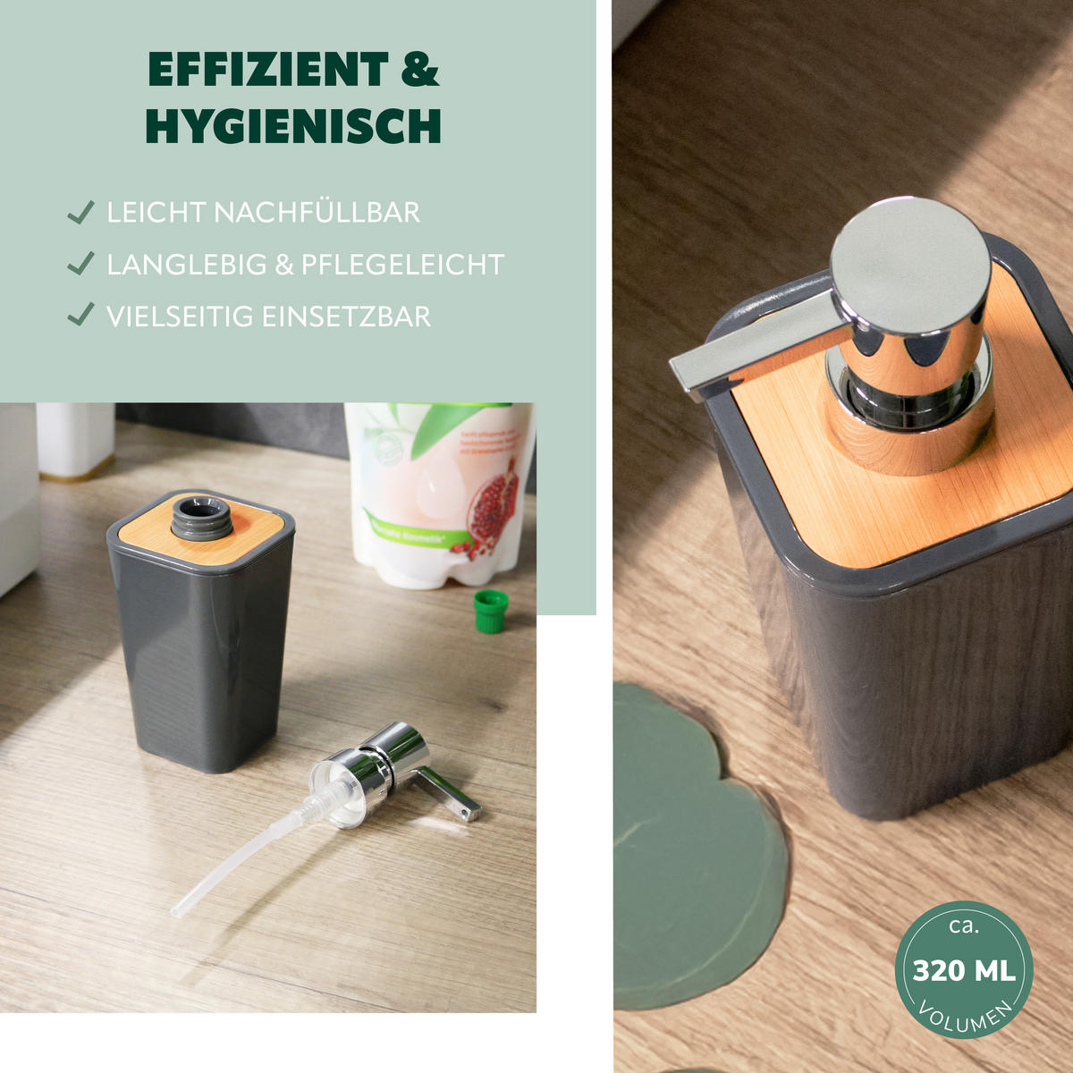BADEZIMMER-SET CALVI, grau - Grau, Kunststoff (18/25/18cm) - bremermann