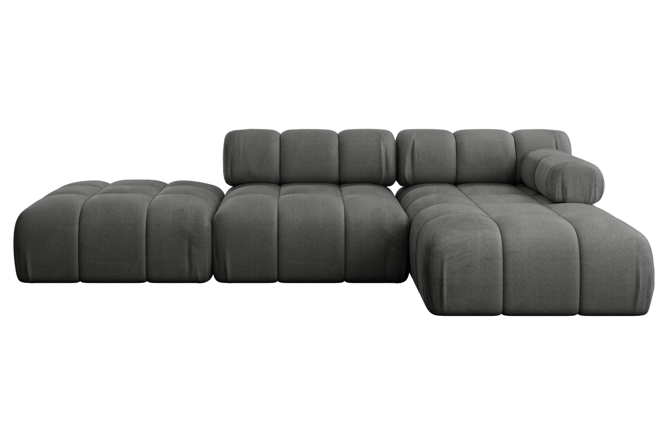 ECKSOFA modulares Sofa Lizur-L1 - 285x160x70 cm Dunkelgrau Velours - Dunkelgrau, Holzwerkstoff/Textil (285/160cm) - ALTDECOR