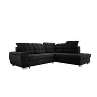 ECKSOFA LOTTA L-förmig Bettkasten verstellbare Kopfstützen hochwertige Verarbeitung lose Rückenkissen freistehend RECHTS 258x212x106 cm Black - Schwarz, Holz/Textil (258/212cm) - DomoHome