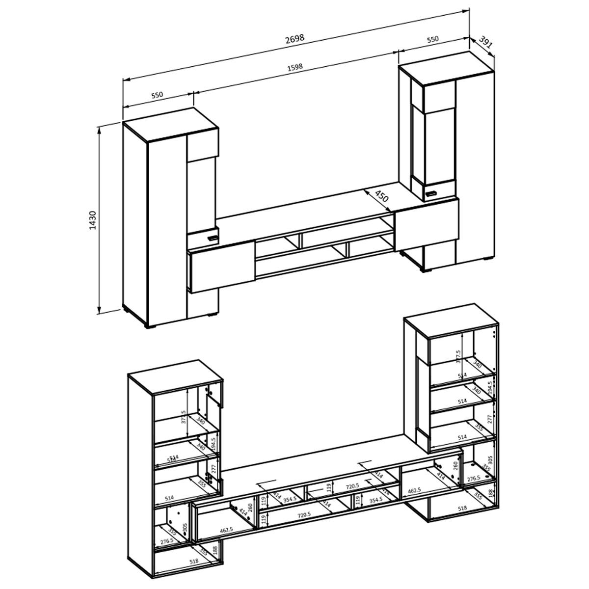 TODO - Schwarz, Holzwerkstoff (270/143/45cm) - Petits-meubles
