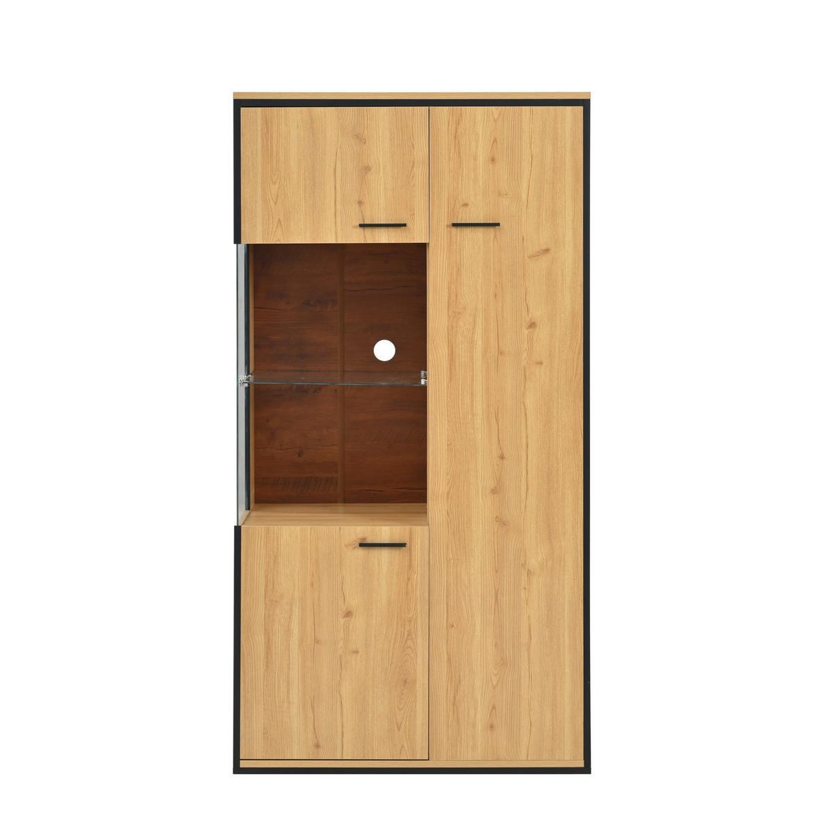 VITRÍNA 150/77,5/40 cm, MDF, prírodná s LED osvetlením - prírodná farba, kompozitné drevo (77.5/150/40cm) - BEAOK