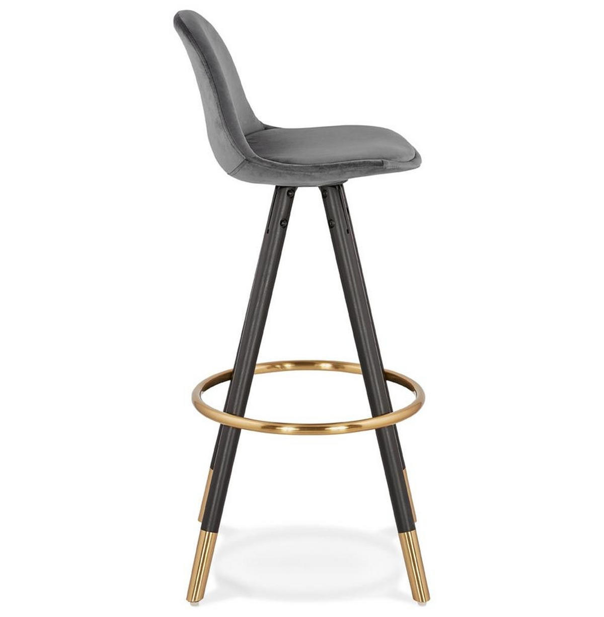 BARHOCKER Samt Holzbeine Sitzhöhe 75cm Eleganter Stil LURALI, Grau 41x41x97 cm - Schwarz/Grau, Buchenholz/Textil (41/97/41cm) - KADIMA DESIGN