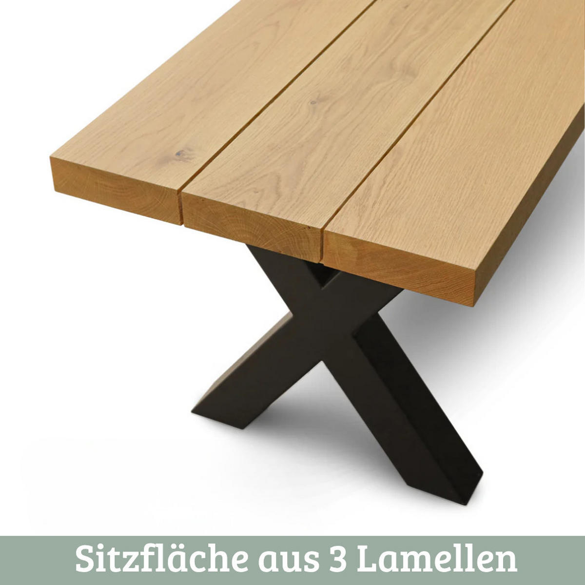 HOLZBANK MITCH Eiche Massiv 160x40x46 cm - Braun, Holz (160/46/40cm) - DELUKE