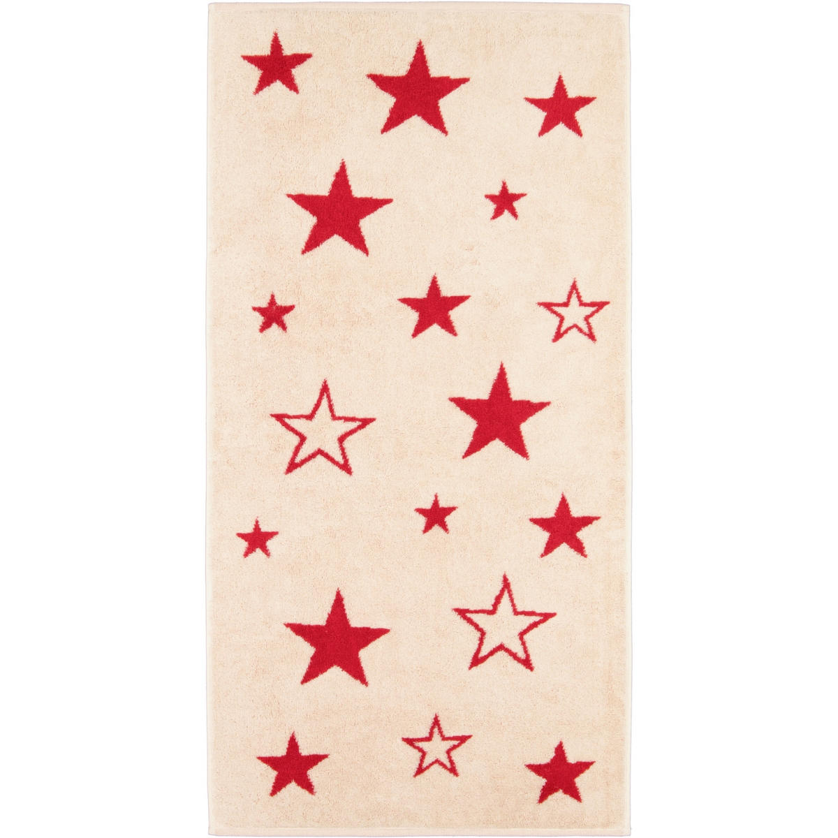 HANDTÜCHER CHRISTMAS EDITION STERNE 792 NATUR-ROT - 32 - Beige, Textil (50/100cm) - Cawoe