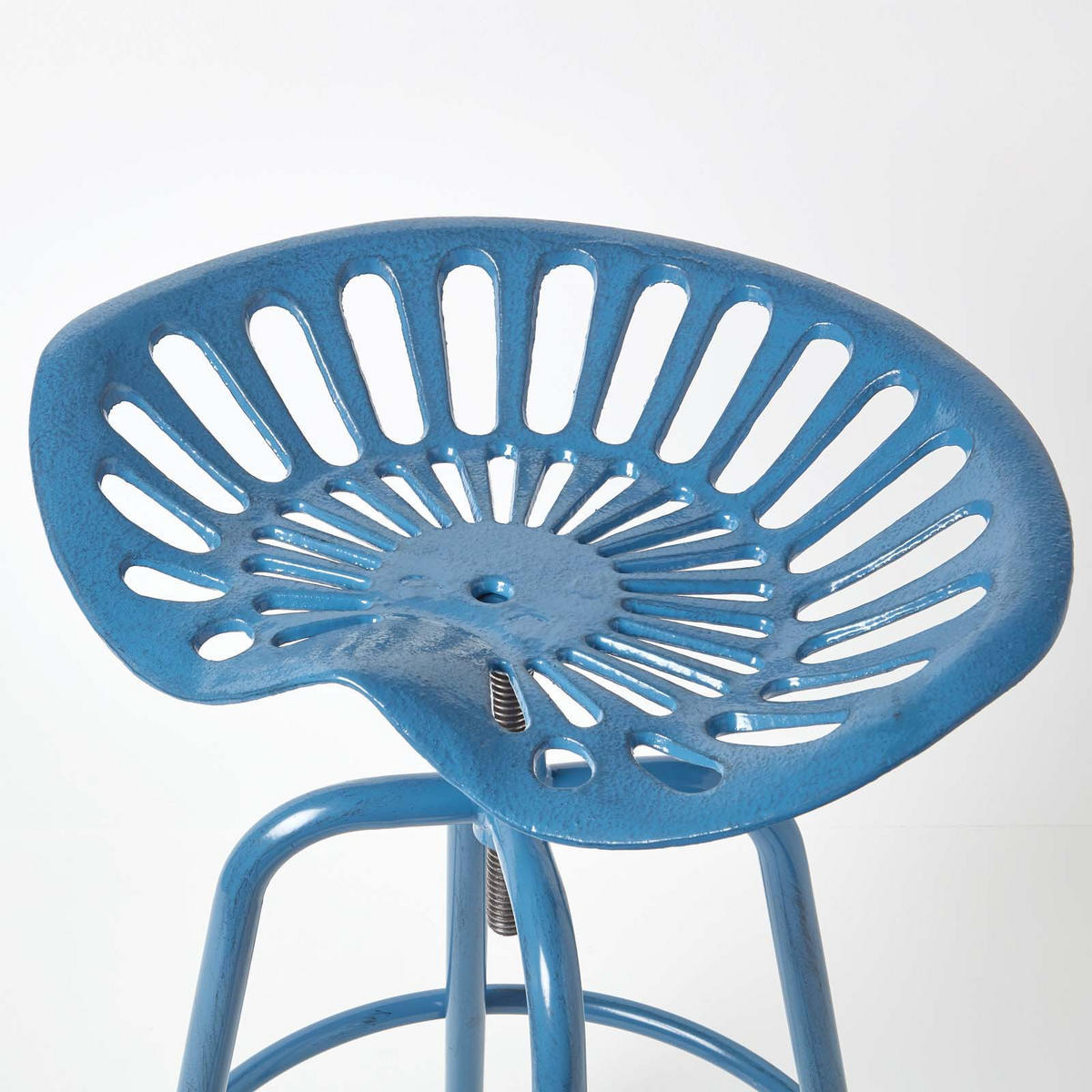 BARHOCKER Traktorsitz, Metall im Vintage-Look, höhenverstellbar - Blau, Metall (47/74/50cm) - Homescapes