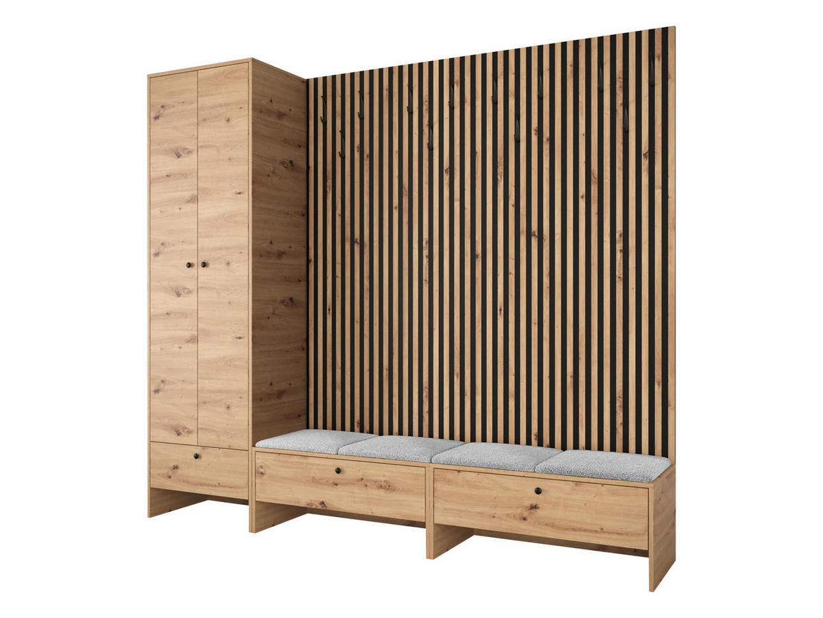 GARDEROBE Balma VI - Silberfarben/Eiche Artisan, Holzwerkstoff (230/206/44cm) - MIRJAN24