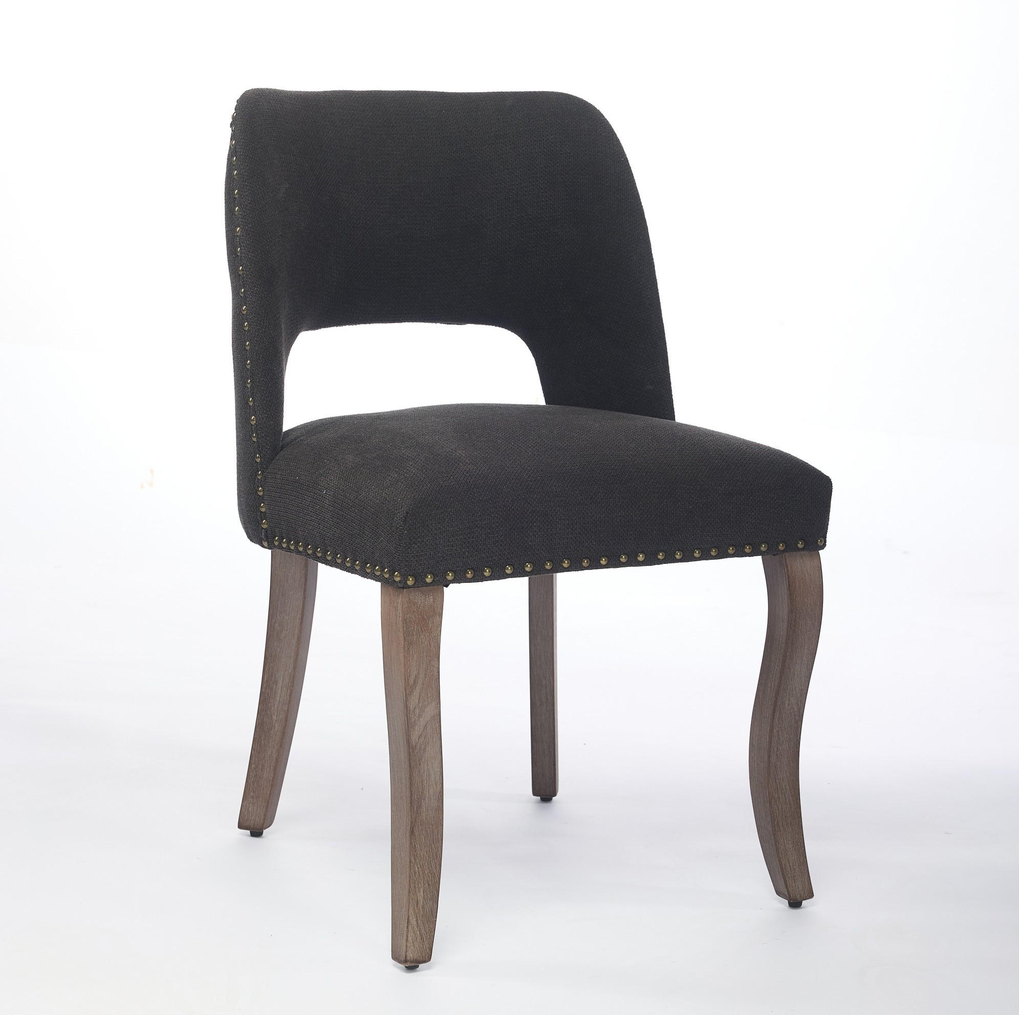ESSZIMMERSTUHL 2er-Set Chenille Schwarz Massivholzbeine - Schwarz, Holz (51/82.5/58cm) - Meubliv