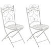 GARTENKLAPPSTUHL 2er Set Metall antik weiß - Weiß, Metall (40/92/50cm) - CLP