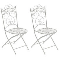 GARTENKLAPPSTUHL 2er Set Metall antik weiß - Weiß, Metall (40/92/50cm) - CLP