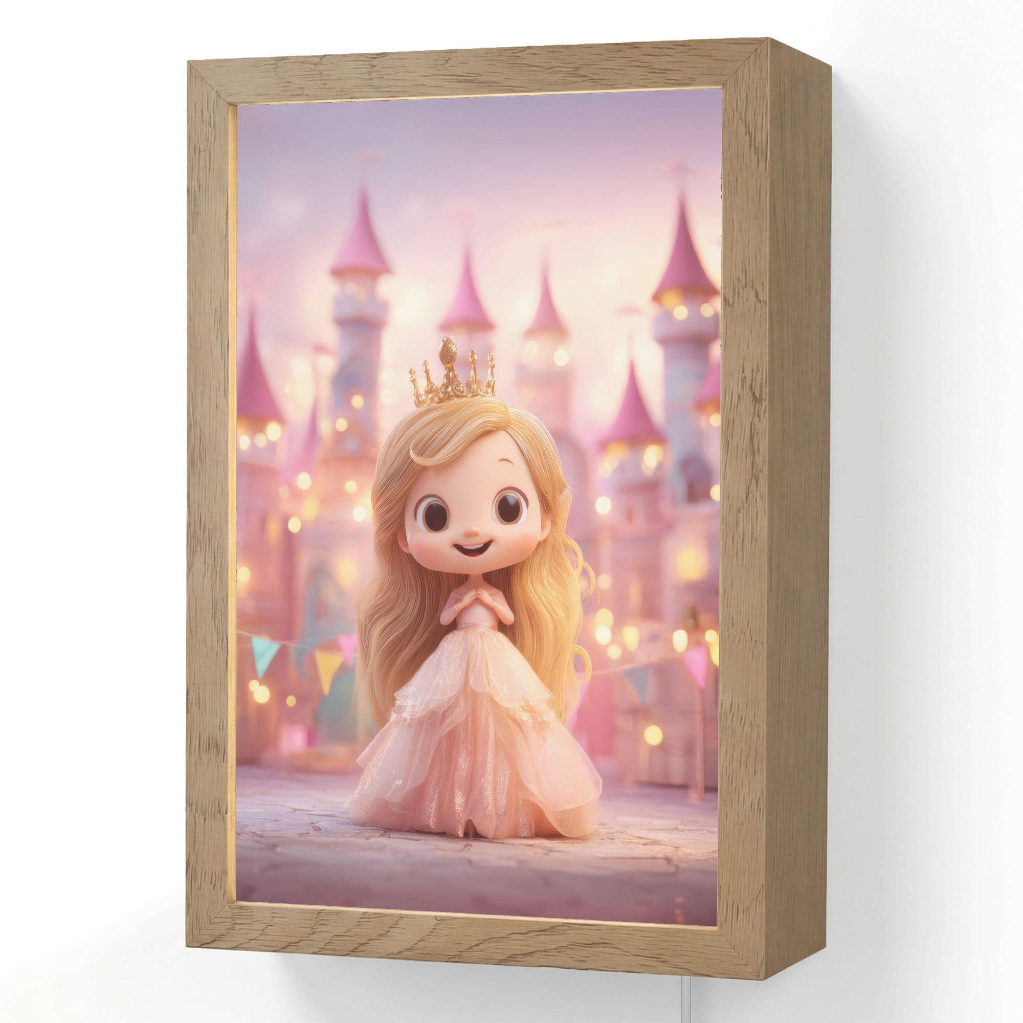 OnlyWow NÁSTĚNNÁ LAMPA Princezna - Růžová - Zámek 20x30 cm