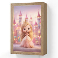 NÁSTĚNNÁ LAMPA Princezna - Růžová - Zámek 20x30 cm - růžová, kompozitní dřevo (20/30/8cm) - OnlyWow