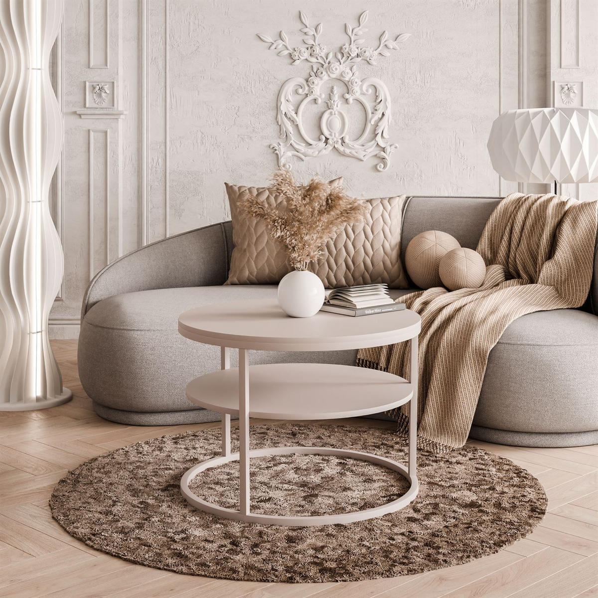 COUCHTISCH CIRI MATT KASCHMIR mit Ablage kaschmirfarbene Platte - Kaschmir, Holzwerkstoff (70/70/49cm) - Lookway