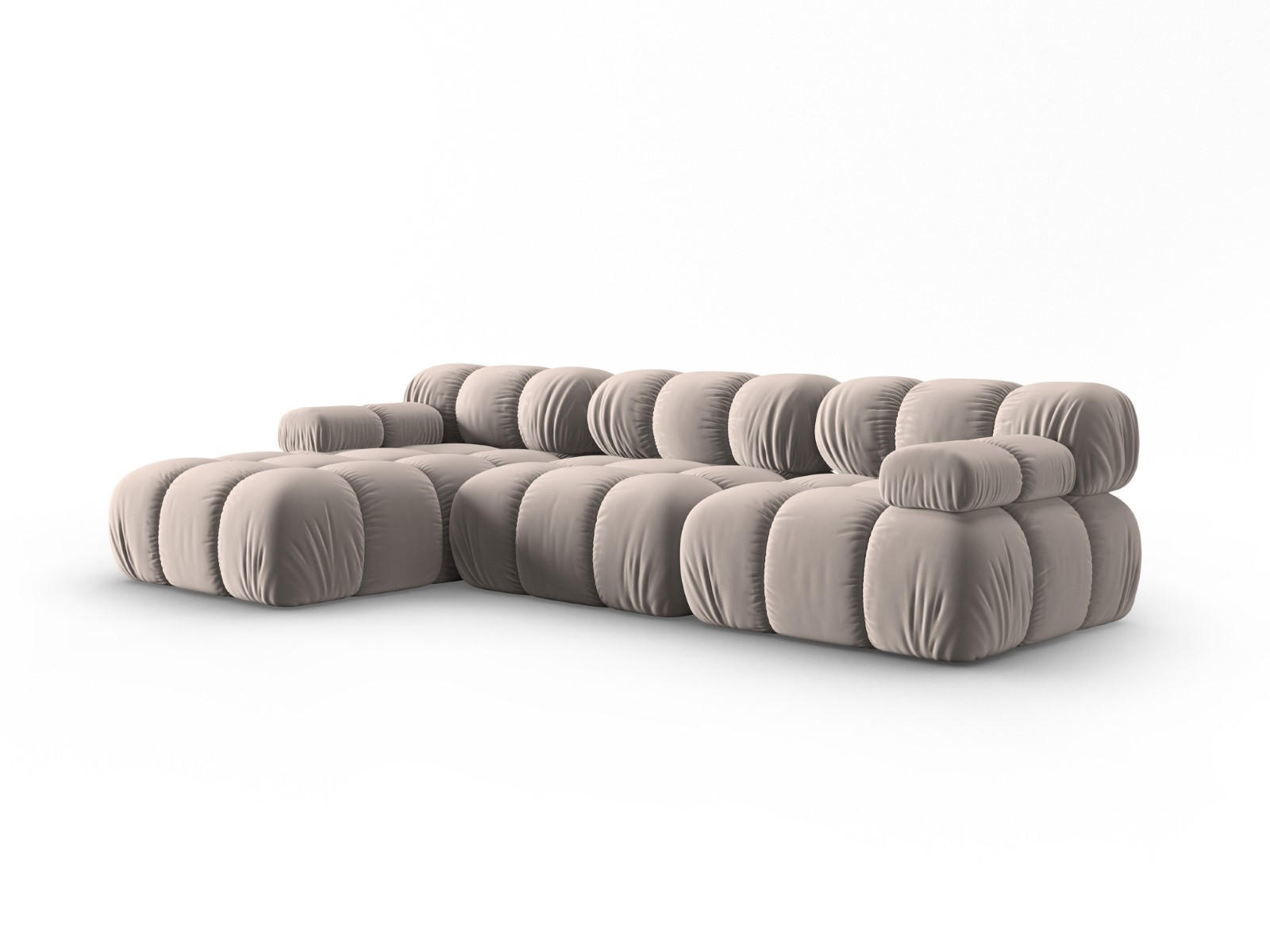 MODULARES-ECKSOFA links Bellis aus Samt beige 4 Sitzplätze - Beige, Textil (122/285cm) - Micadoni