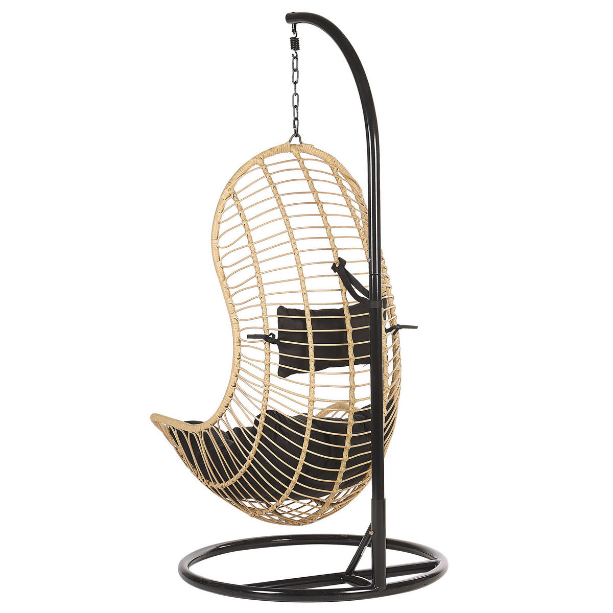 HÄNGESESSEL mit Gestell PE Rattan natürlich 97 cm Pineto - Beige, Kunststoff (80/199/97cm) - Beliani