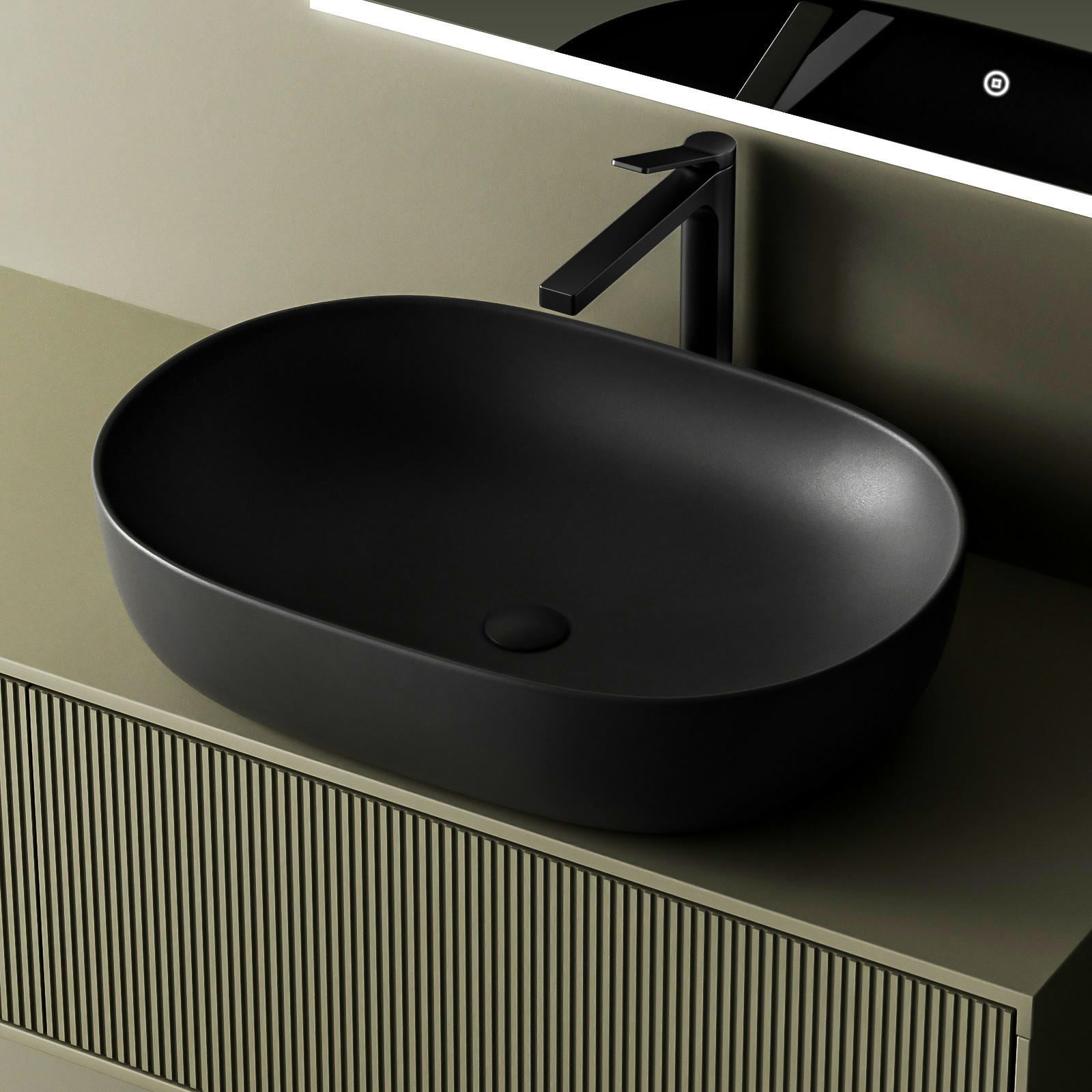 WASCHBECKEN Mattschwarz 60 / 41,5 / 13,5 cm - Schwarz, Keramik (41.5/13.5/60cm) - EMKE