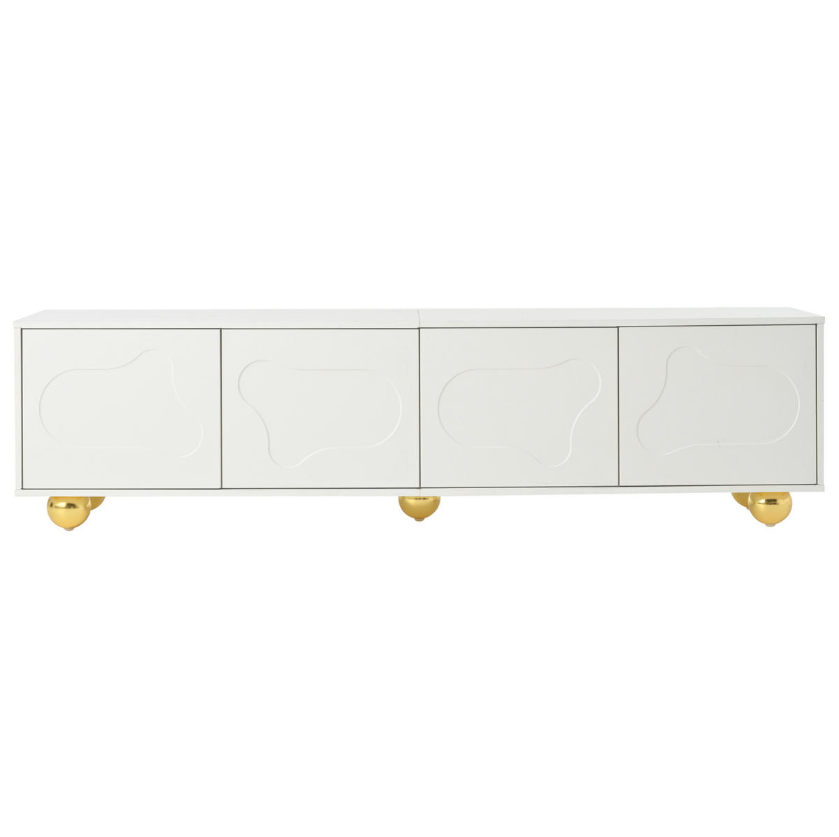 TV-SCHRANK 180/40/45 cm weiß Spanplatte mit 2 Schränken und Wolkenform - Weiß, Holzwerkstoff (180/45/40cm) - OKWISH
