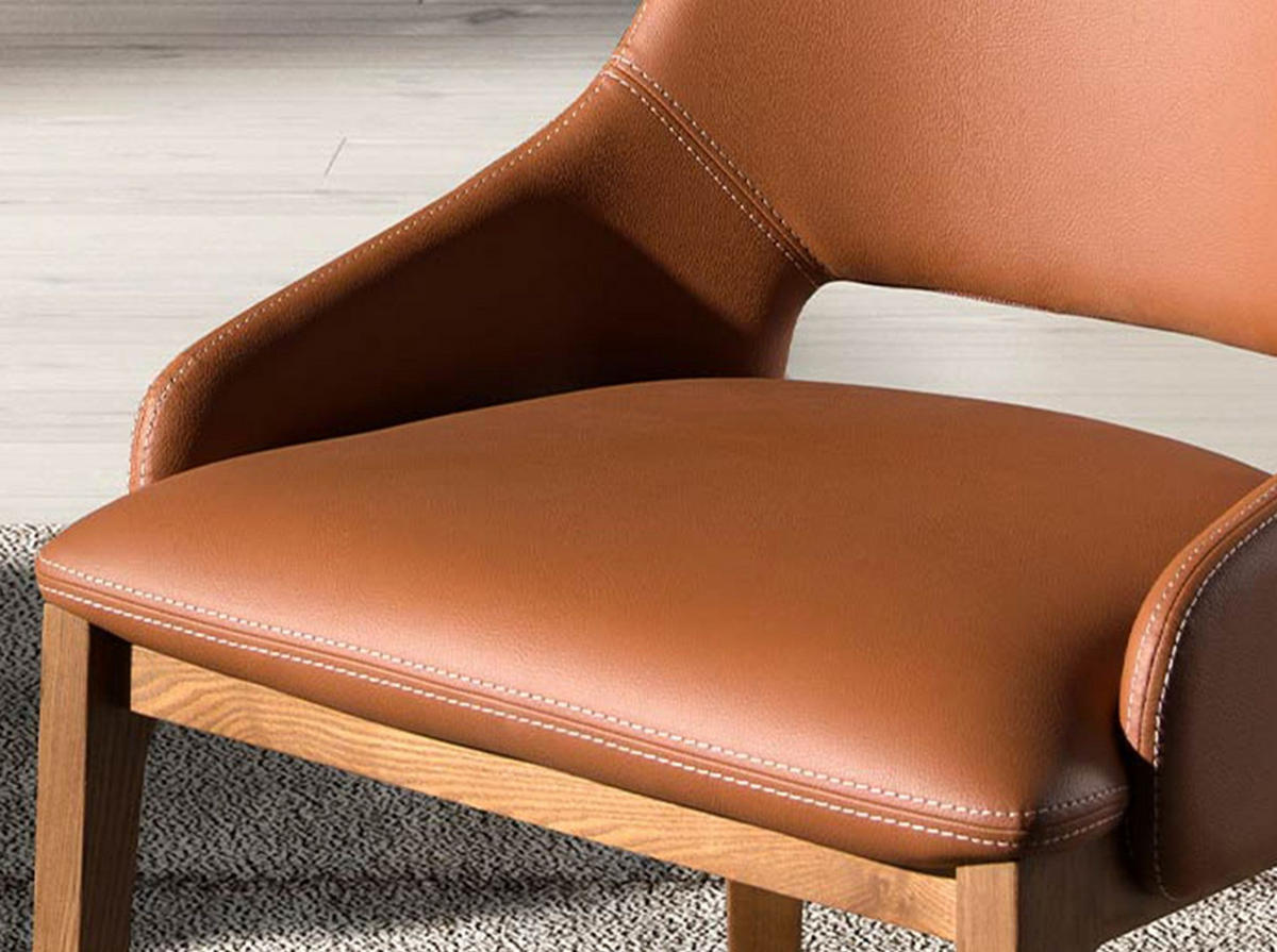 STUHL asymmetrisch Braun | Walnuss 54/61/83 cm - Braun, Leder/Holz (54/83/61cm) - ANGEL CERDA