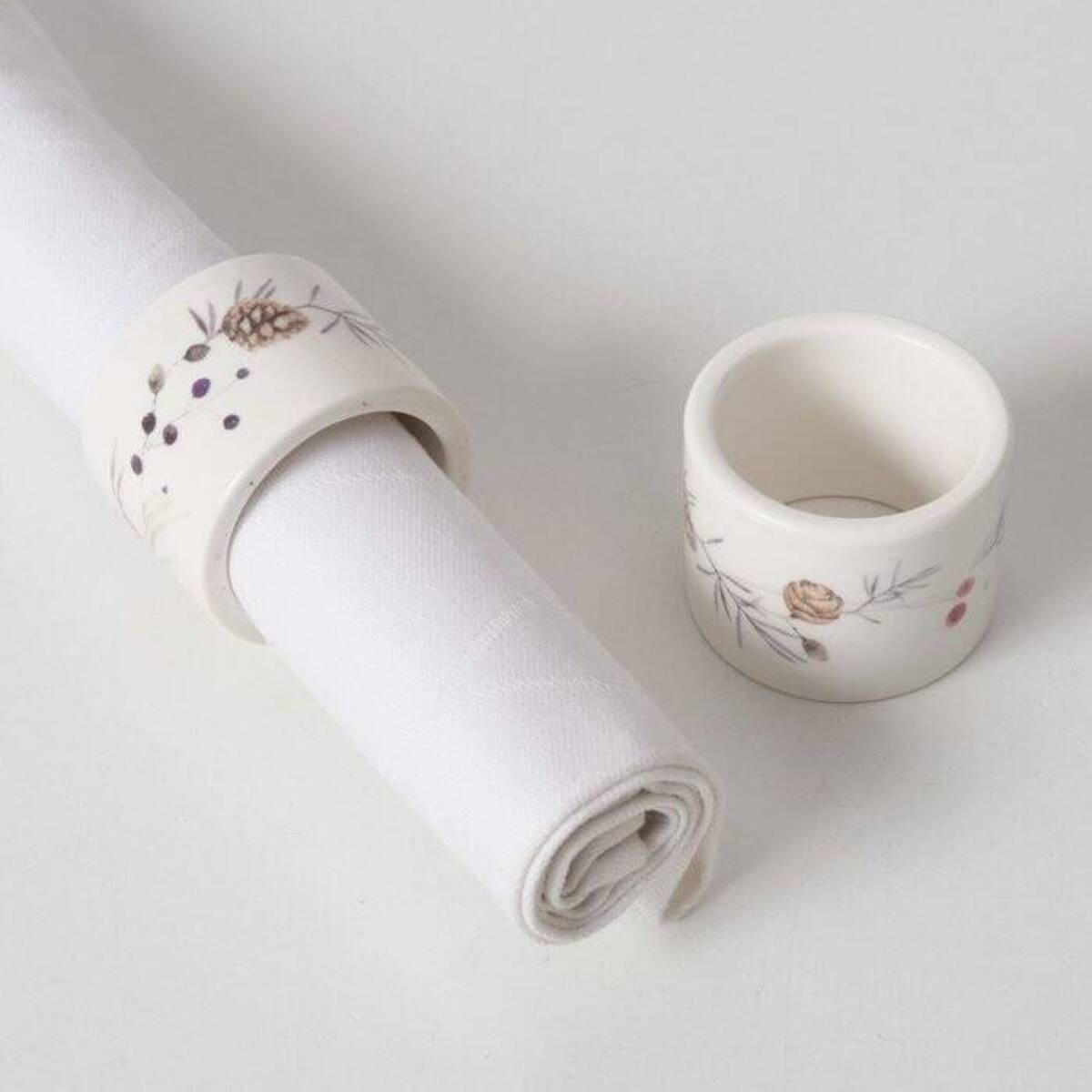 SERVIETTENRINGE Keramik Nordala 2er-Set - Weiß, Keramik (5.2/3.9/5.2cm) - Boltze Home