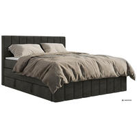 BOXSPRINGBETT ALVER KING DUO 200/200 - Dunkelgrau Velvet - Topper T25 - H4 - Dunkelgrau/Schwarz, Kunststoff/Textil (200/200cm) - MKS