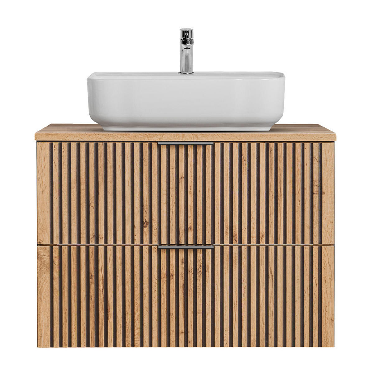 WASCHBECKENSCHRANK Xanten-56 - Braun, Holzwerkstoff (81/73/47cm) - Lomado