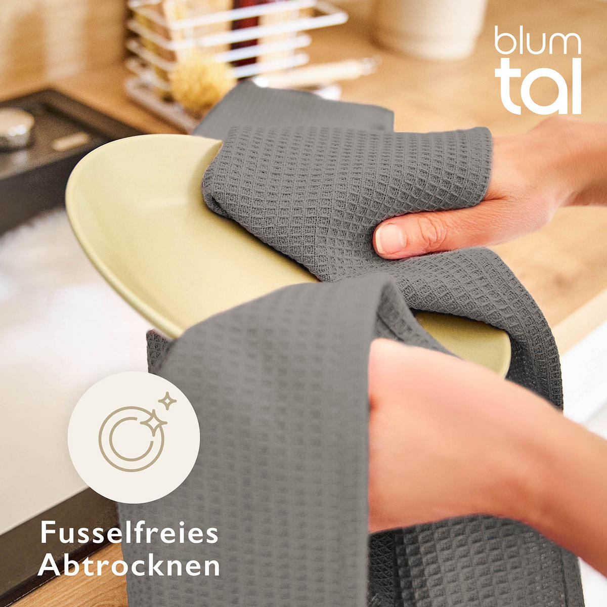 GESCHIRRTÜCHER Frigg 4er-Set, 50/70 cm, Anthrazit - Anthrazit, Textil (30/30cm) - Blumtal