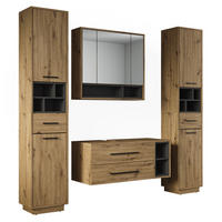 BADMÖBEL-SET Beatrice, Artisan-Eiche/Anthrazit, 4-teilig - Anthrazit/Eiche Artisan, Holzwerkstoff (100/40/40cm) - Vicco